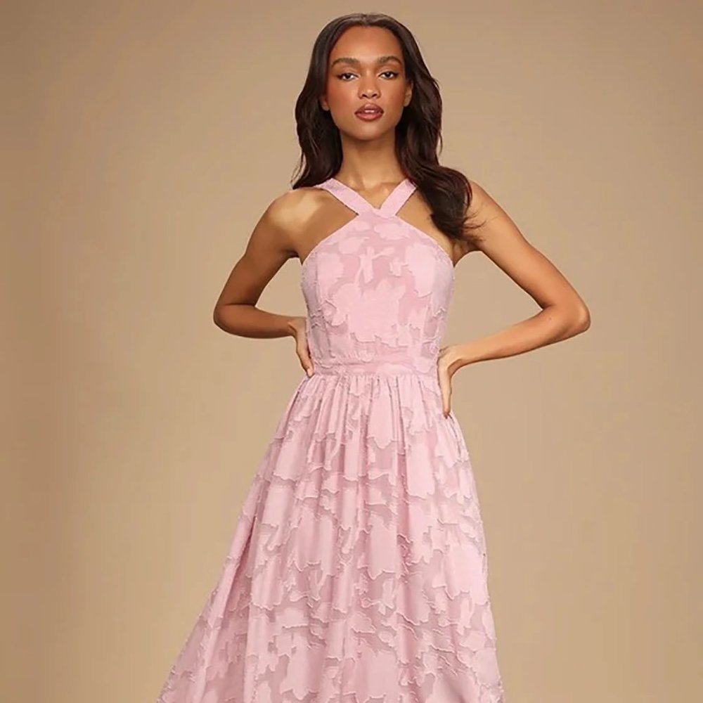 Lulu's Love and Beyond Mauve Pink Burnout Floral Maxi Dress